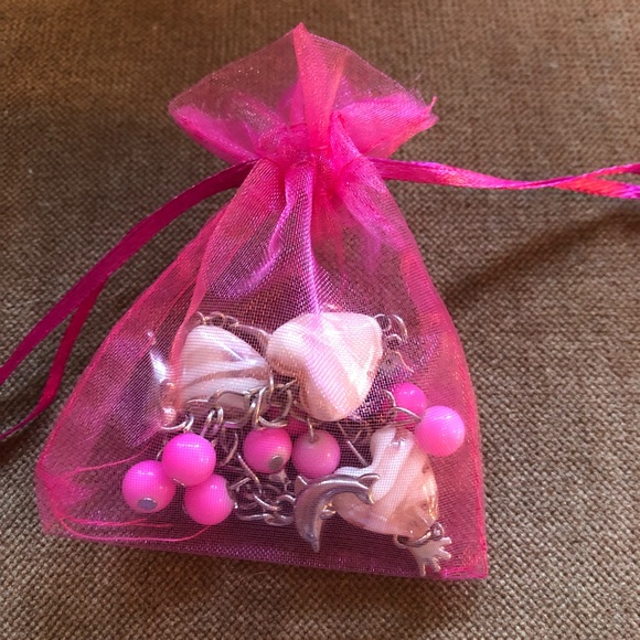 Chunky charm bracelet pink silver - Picture 2 of 8